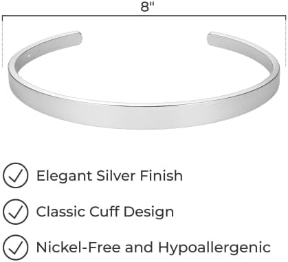 Amazon Essentials Cuff Bracelet, 8"