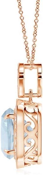 Angara Natural Aquamarine Pendant for Women | Vintage in 14K Solid Gold/Platinum With 18" Chain | March Birthday, Anniversary, Gemstone Jewelry Gift