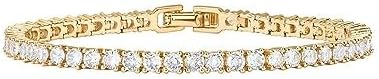 PAVOI 14K Gold Plated 3mm Cubic Zirconia Classic Tennis Bracelet | Gold Bracelets for Women | Size 6.5-7.5 Inch