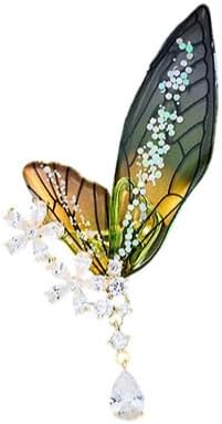14K Gold Luxury Butterfly Brooch Sparkling Moissanite Accents & Enamel Painted Details, Retro Chic for Cheongsam, Coats & Formal Attire