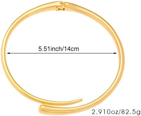 Chunky Plated Gold Necklace for Women Trendy Open Cuff Gold Collar Teardrop Thick Choker Gold Plating Statement Necklaces