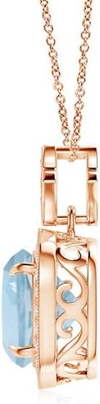 Angara Natural Aquamarine Pendant for Women | Vintage in 14K Solid Gold/Platinum With 18" Chain | March Birthday, Anniversary, Gemstone Jewelry Gift