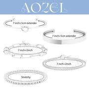 AOZEL Gold Plated Bracelets for Women Stack,Bangle Cuff Bracelet Set Non Tarnish Jewelry for Women Trendy