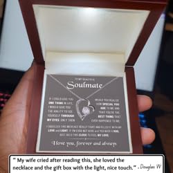 To My Soulmate Necklace For Women, Soul Mate Jewelry for Women, Future Wife Gifts, To My Wife Necklace from Husband, Gifts for Girlfriend, Pendant With Message Card
