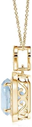 Angara Natural Aquamarine Pendant for Women | Vintage in 14K Solid Gold/Platinum With 18" Chain | March Birthday, Anniversary, Gemstone Jewelry Gift