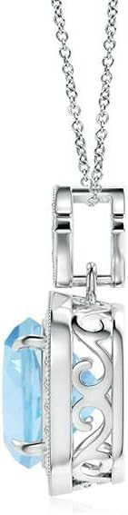 Angara Natural Aquamarine Pendant for Women | Vintage in 14K Solid Gold/Platinum With 18" Chain | March Birthday, Anniversary, Gemstone Jewelry Gift