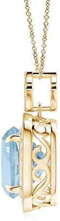 Angara Natural Aquamarine Pendant for Women | Vintage in 14K Solid Gold/Platinum With 18" Chain | March Birthday, Anniversary, Gemstone Jewelry Gift