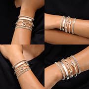 AOZEL Gold Plated Bracelets for Women Stack,Bangle Cuff Bracelet Set Non Tarnish Jewelry for Women Trendy