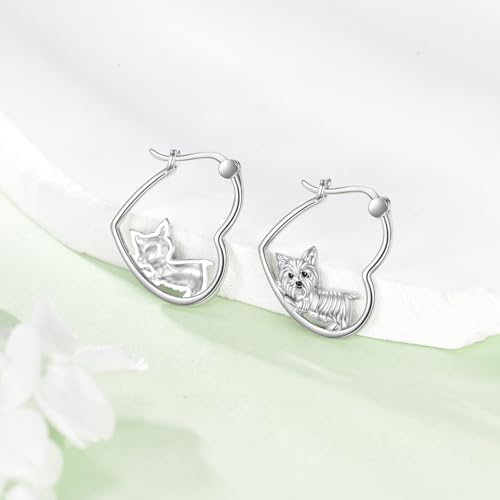 YFN Animal Earrings Sterling Silver Animal Heart Hoop Dangle Earrings Cute Jewelry Gifts for Women