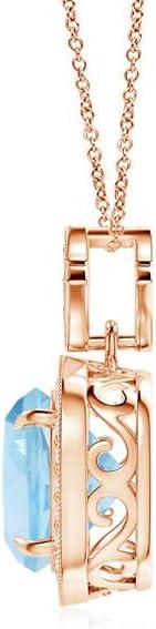 Angara Natural Aquamarine Pendant for Women | Vintage in 14K Solid Gold/Platinum With 18" Chain | March Birthday, Anniversary, Gemstone Jewelry Gift