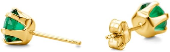 Round 14K Gold Earrings for Women in Solid 14K White Gold 585/14K Yellow Gold 585 with Ruby/Sapphire/Zirconia/Emerald Gemstones, Stud Earrings For Women,Women's Jewelry Delivered in Jewelry Box