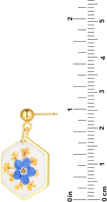 Forget-Me-Not and Queen Anne's Lace Pressed Wildflower Earrings | Pressed Flower Earrings | Handmade Drop and Dangle Earrings | Gift for Woman