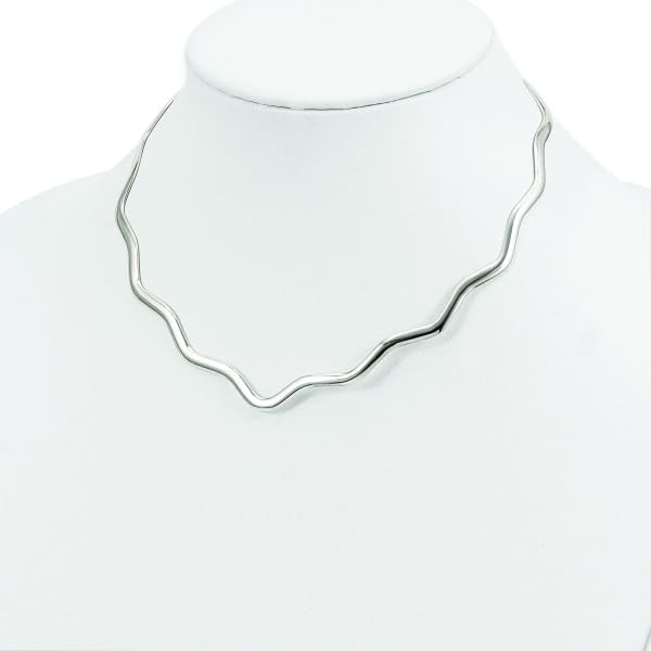 925 Sterling Silver Wavy V Shape Neck Collar Neckwire Chain Cuff Choker Necklace