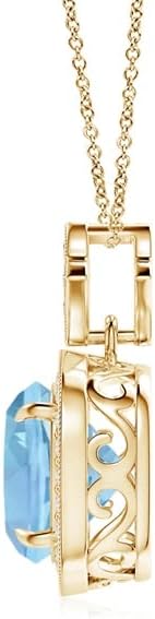 Angara Natural Aquamarine Pendant for Women | Vintage in 14K Solid Gold/Platinum With 18" Chain | March Birthday, Anniversary, Gemstone Jewelry Gift
