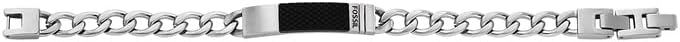 Fossil Men's Plated Stainless Steel Engravable Personalized Gift ID, Chain or Cuff Bracelet for Men