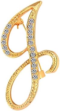 DSADKI A-Z Lette Brooch 26 Initial Pins Gold Plated Metal Brooches - Clear Crystal Rhinestone Brooch Breastpin for Women