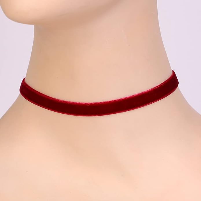 Black Choker Necklaces for Women 90s Red Black Velvet Choker Necklace Thick Thin Chocker Tube Heart Circle Choker Necklace Lace Tatto Collar Necklace Goth Choker Jewelry