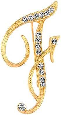 DSADKI A-Z Lette Brooch 26 Initial Pins Gold Plated Metal Brooches - Clear Crystal Rhinestone Brooch Breastpin for Women
