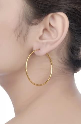 3 Pairs Sterling Silver Hoop Earrings, 14K White Gold Plated Big Hoop Earrings Set for Women 40 50 60MM