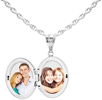 PicturesOnGold.com Sterling Silver & Yellow Gold Filled Oval Forever in My Heart Locket Necklace for Women with 18 Inch Chain