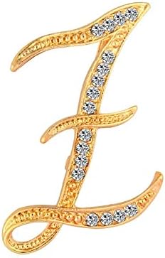 DSADKI A-Z Lette Brooch 26 Initial Pins Gold Plated Metal Brooches - Clear Crystal Rhinestone Brooch Breastpin for Women