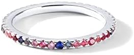 PAVOI 14K Gold Plated Sterling Silver Colored CZ Stones Stackable Ring | Simulated Diamond Eternity Bands for Women