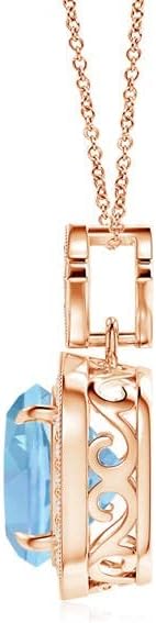 Angara Natural Aquamarine Pendant for Women | Vintage in 14K Solid Gold/Platinum With 18" Chain | March Birthday, Anniversary, Gemstone Jewelry Gift