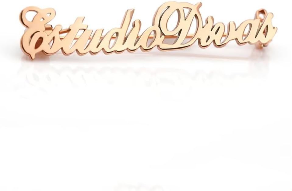 YHLISO Personalized Customize Double Names Stainless Steel Brooch Pin Custom Logo Gold Name Badges Products for Women Jewelry