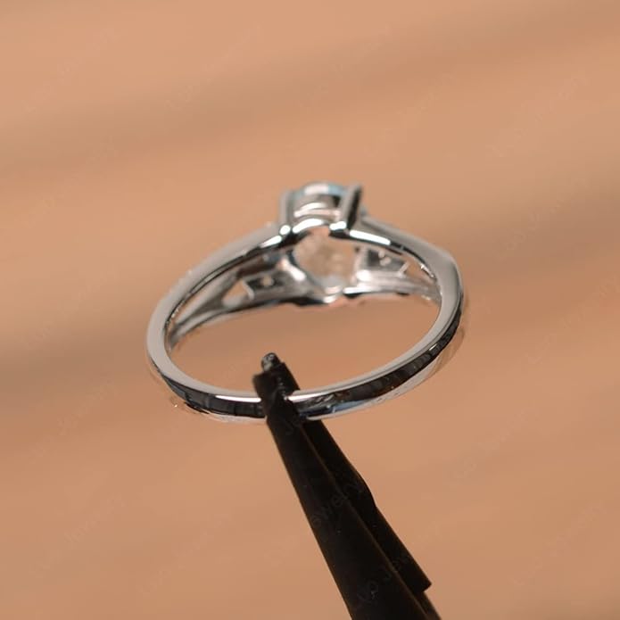 925 Sterling Silver Oval Shaped 8X6 MM Gemstone Ring Leaf Engagement Ring for Women Jewelry