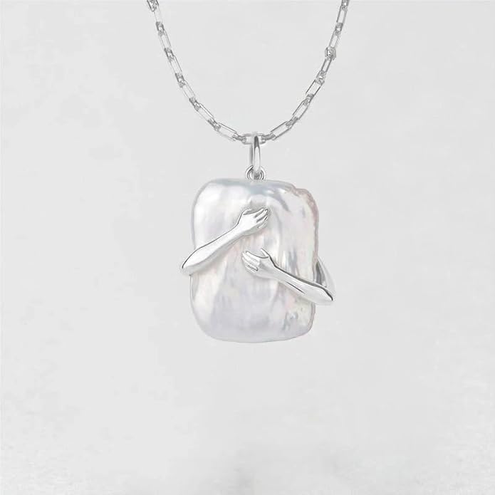 925 Sterling Silver Hug Necklace For Women And Men, 14K Yellow Gold Hugged Dog Necklace, Mom And Hug, Hug Angel Wings Pendant, Two Hands Hugs And Kisses Necklace, Hugging Necklaces For Women