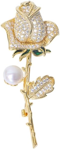 14K Gold Moissanite Rose Flower Brooch - Chic & Elegant Jacket Pin, Ideal Mother's Day Gift, Timeless Women's Accessory, Ideal for Special Occasions