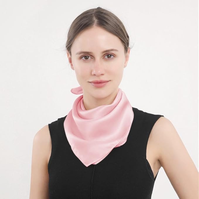 ANDANTINO 100% Mulberry Silk Square Scarf for Hair-25.6" X25.6'' Women Men Natural Silk Neckerchief Digital Printed Headscarf