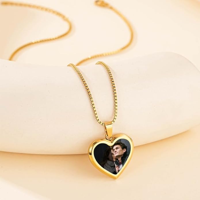 CLYLIFE Picture Necklace Personalized Photo,Custom Disc/Heart Pendant for Men Women Dad Mom Customized Necklace with Chain Photos Memorial Gifts for Mother's Day, Birthday, Anniversary