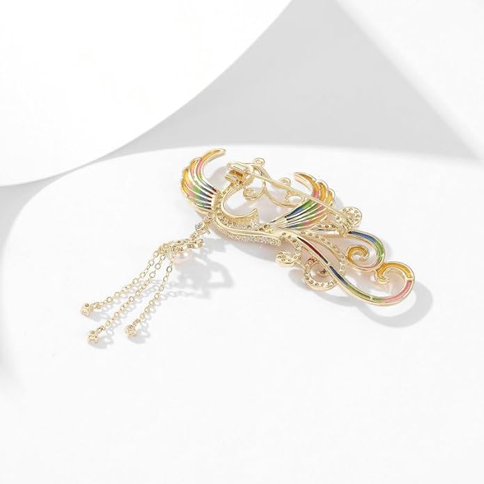 Exquisite 14K Gold Phoenix Brooch for Women, Inlaid with Moissanite and Premium Gemstones, Ideal Luxury Gift for Holidays and Special Occasions