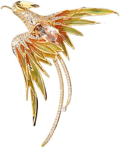 Exquisite 14K Gold Phoenix Brooch for Women, Inlaid with Moissanite and Premium Gemstones, Ideal Luxury Gift for Holidays and Special Occasions