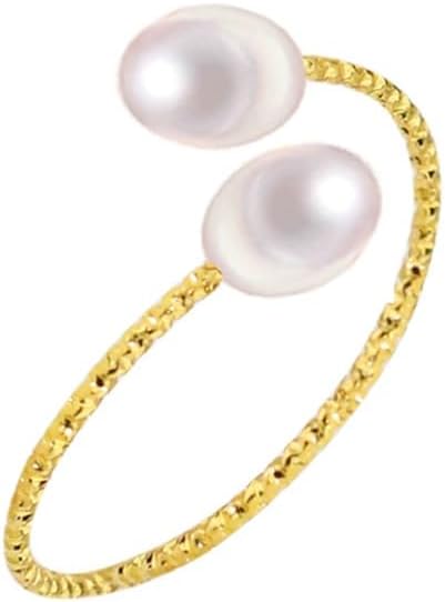 Vintage Boho Cultured Pearl Adjustable Beaded Wrap Ring,Trendy Elastic Freshwater Pearl Rings for Women,Fashion Heart Shell Stacking Rings for Men