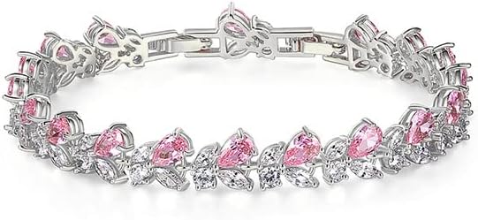 14K Gold Bohemian Crystal Bracelet for Women,Luxury Branch Shape Natural Pink Crystal Charm Bracelet,Fashion Bracelet Jewelry Gift for Her