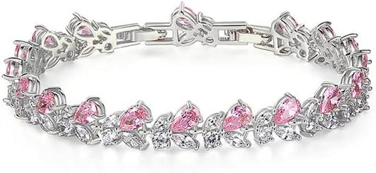 14K Gold Bohemian Crystal Bracelet for Women,Luxury Branch Shape Natural Pink Crystal Charm Bracelet,Fashion Bracelet Jewelry Gift for Her