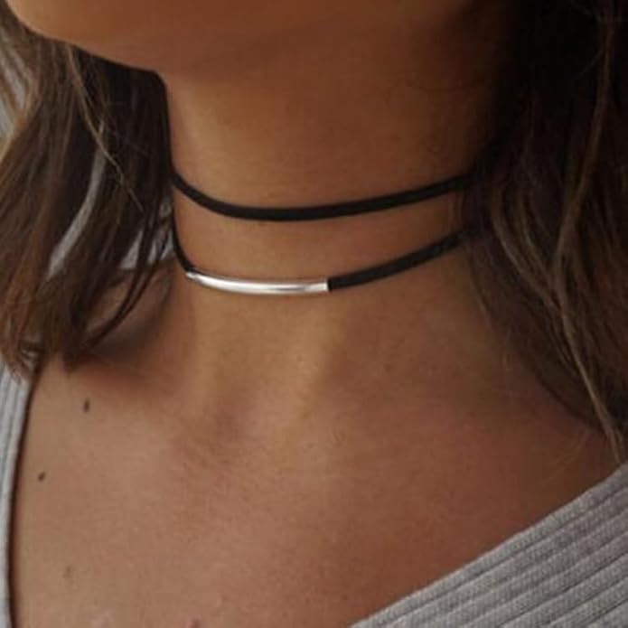 Sora Tuki Black Choker Necklace for Women 1cm-3cm Wide Velvet Leather Lace Chocker Tattoo Collar 90s Goth Jewelry