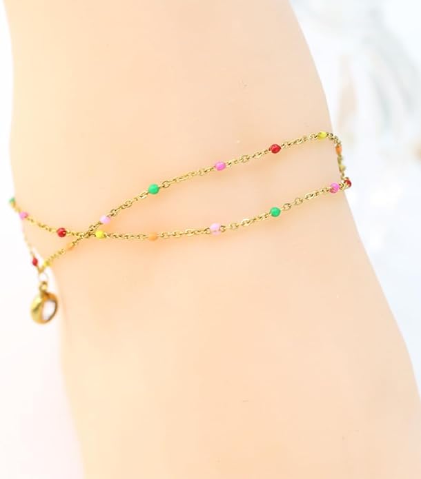 Colorful Beaded Anklets for Women Handmade Beach Boho Stackable Beads Ankle Jewelry Gift Hawaii Summer Beach Waterproof Surfer Starfish Adjustable