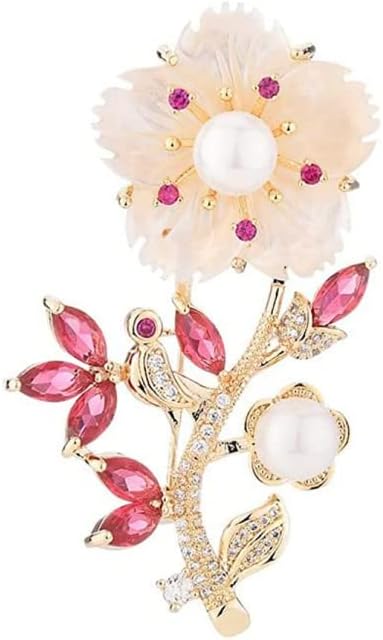 Fashion Flower Brooches for Women Rhinestone Flower Brooches Pins 18k Gold Plated Lapel Pins Jewelry for Girlfriend Wife