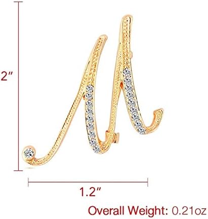 DSADKI A-Z Lette Brooch 26 Initial Pins Gold Plated Metal Brooches - Clear Crystal Rhinestone Brooch Breastpin for Women