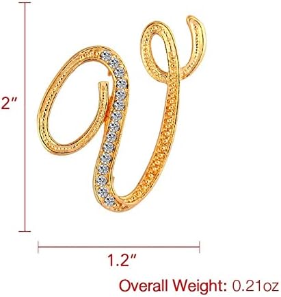 DSADKI A-Z Lette Brooch 26 Initial Pins Gold Plated Metal Brooches - Clear Crystal Rhinestone Brooch Breastpin for Women