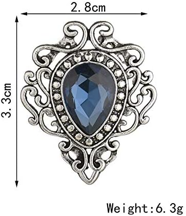 Vintage Silver Color Men's Brooches for Women Lovely Water Drop Badge Flame Crystal Brooch Lapel Pins Fashion Jewelry