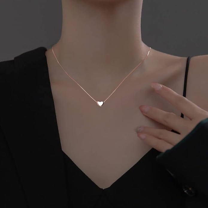 SLUYNZ Genuine 925 Sterling Silver Tiny Love Heart Pendant Necklace for Women Simple Sweet Heart Choker Necklace