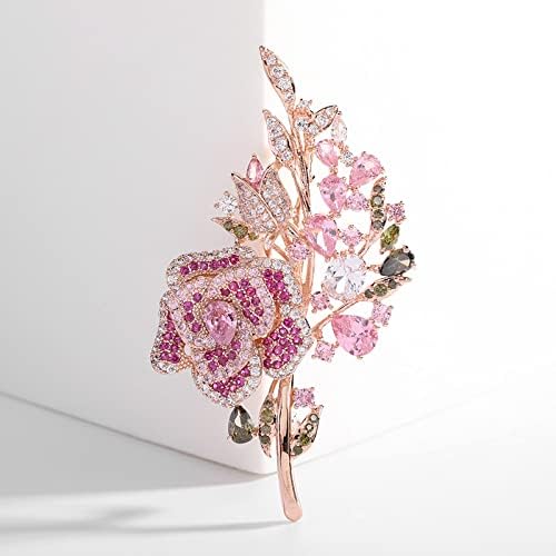 Fashion Flower Brooches for Women Rhinestone Flower Brooches Pins 18k Gold Plated Lapel Pins Jewelry for Girlfriend Wife