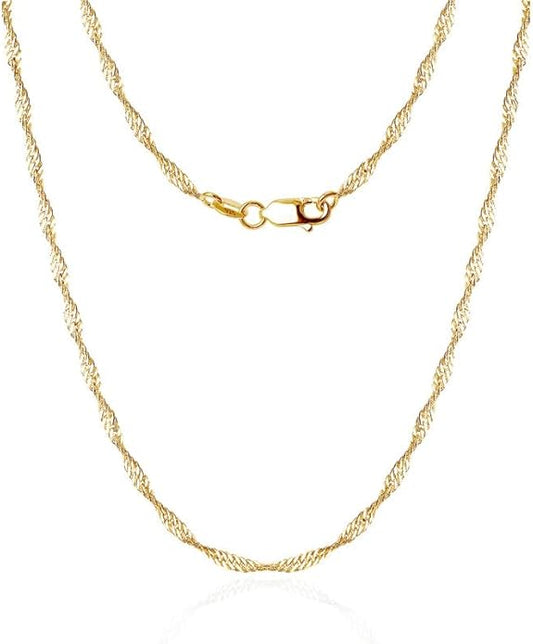 925 Sterling Silver Singapore Chain Lobster Clasp Paperclip Necklace for Women Sparkling Chain 2mm2.5mm3mm4mm5mm Gifts for Her