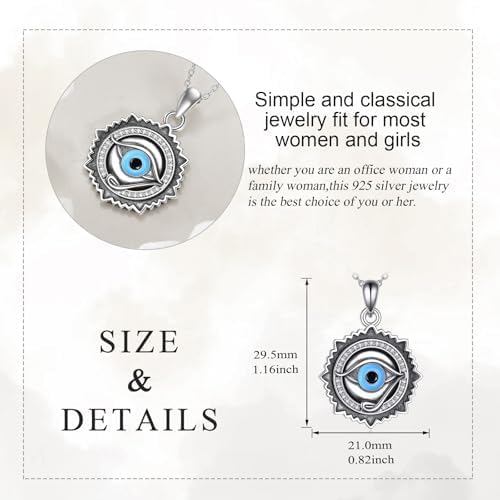 Evil Eye Necklace 925 Sterling Silver Evil Eye Pendant Necklace Greek Protection Jewelry Gifts Lucky Necklace for Women Men