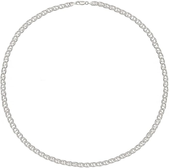 Savlano 925 Sterling Silver Solid Italian Figaro, Rope,Herringbone, Curb, Ball Bead, Snake, Mariner Chain Anklet for Women, Comes in 0.8mm - 5mm With Gift Box