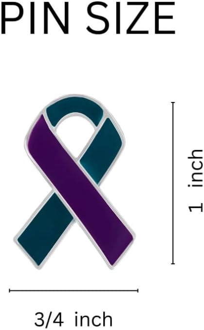 Suicide Awareness and Prevention Pin - Bulk Packs - Variety Pack of Teal & Purple Ribbon Pin Perfect for Support Groups, Gift-Giving and Fundraising